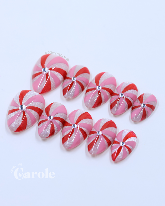 Peppermint Twist • Press On Nails