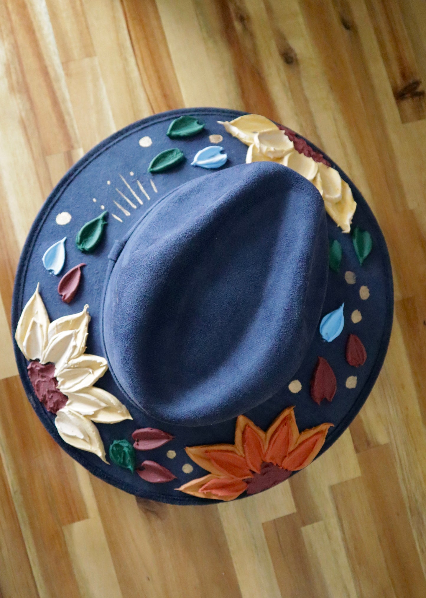 Blue Flowers - Wide Brim Hat