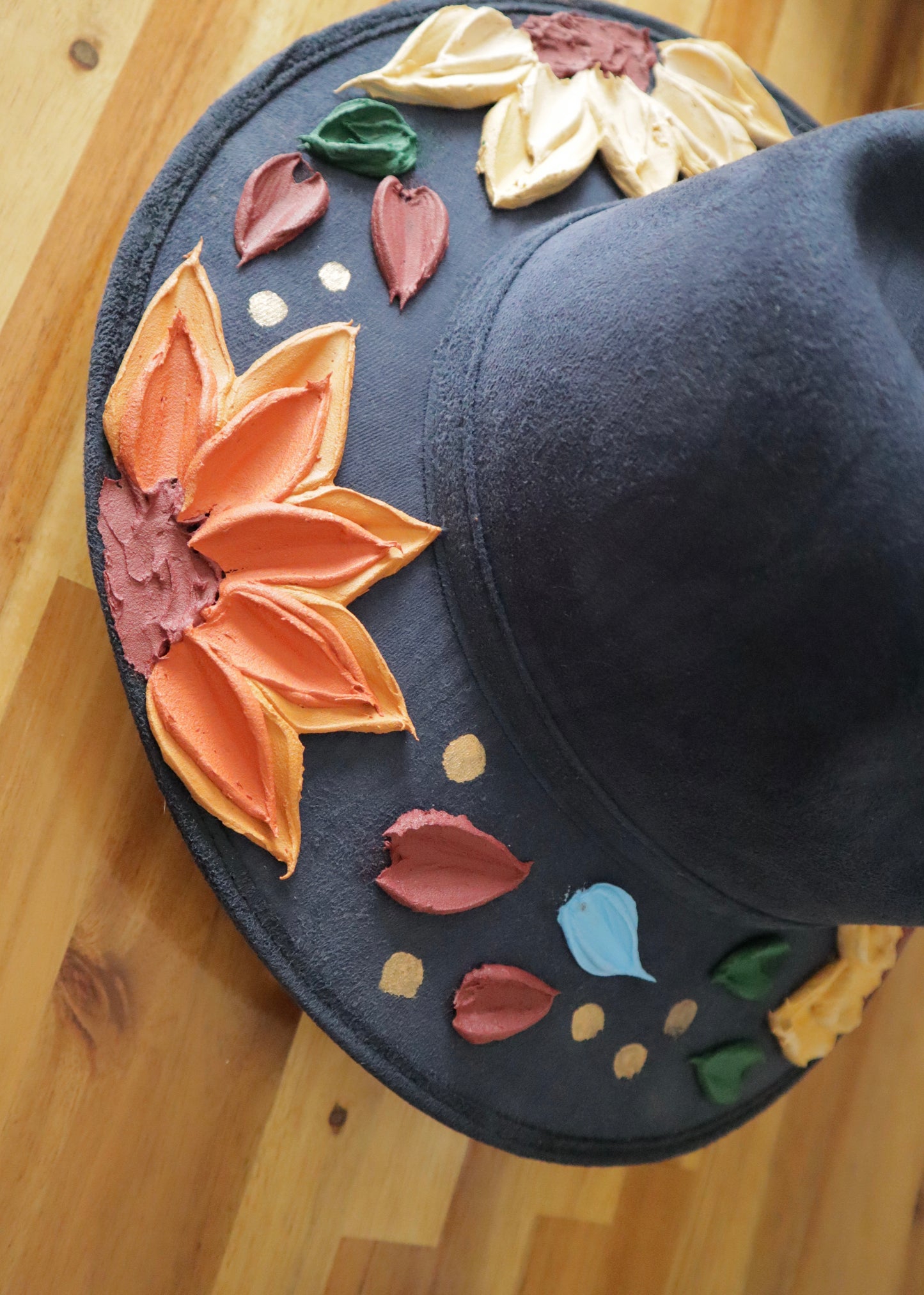 Blue Flowers - Wide Brim Hat
