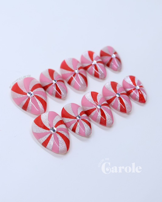 Peppermint Twist • Press On Nails