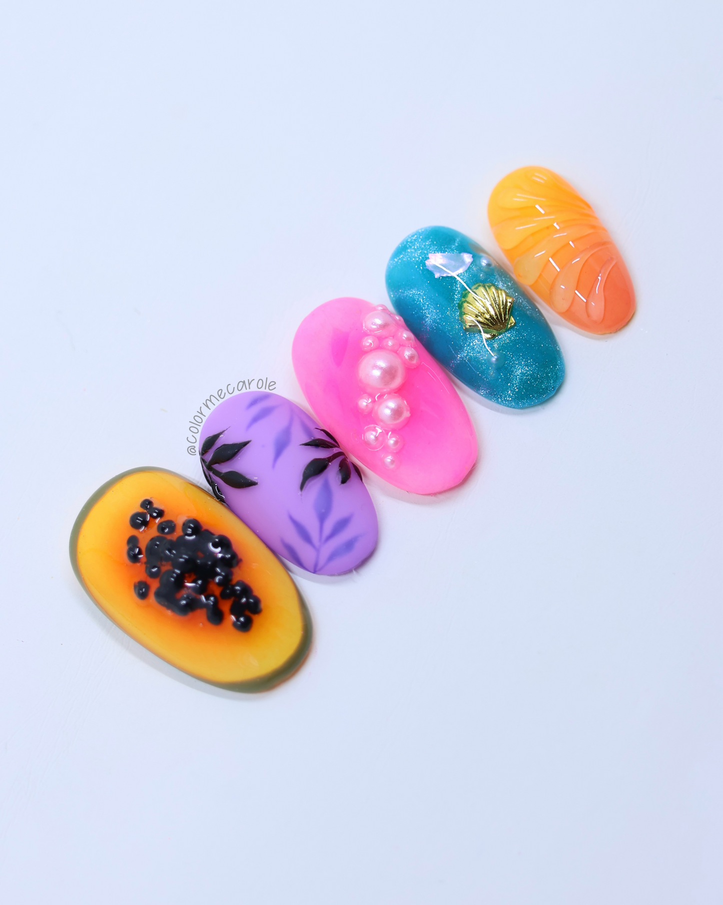 Papaya & Pearls - Press On Nails