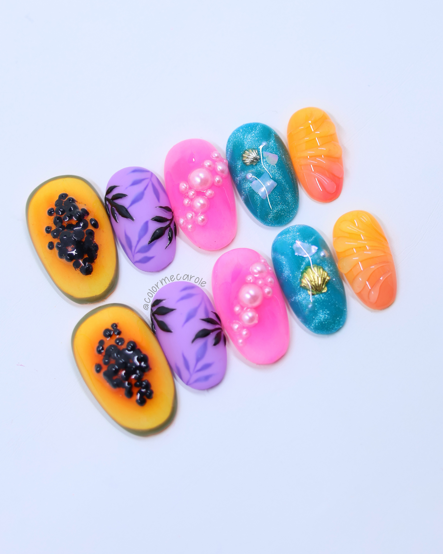 Papaya & Pearls - Press On Nails