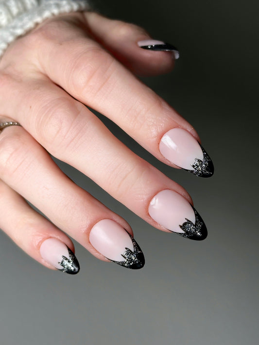 bat french tip press on nails 