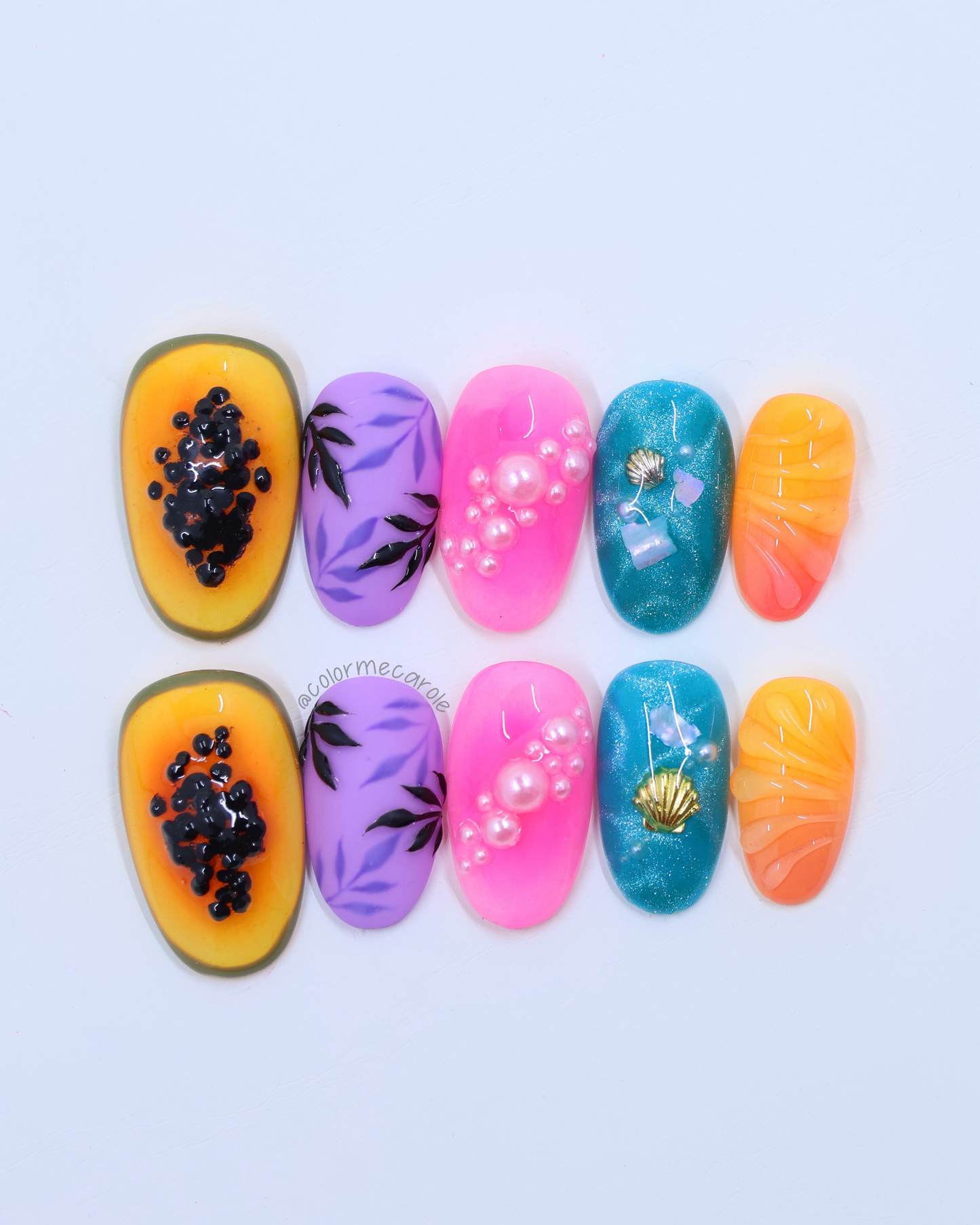 Papaya & Pearls - Press On Nails