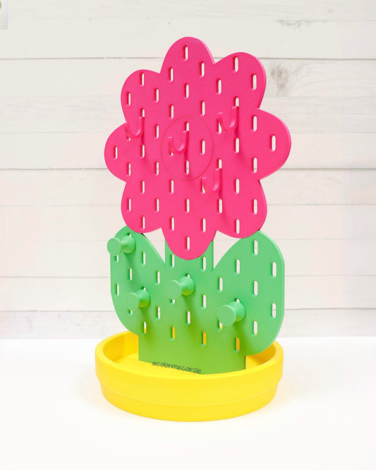 Colorful plastic flower-shaped pegboard display 