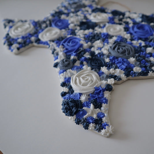 Texas Blue Floral Textured Wall Art